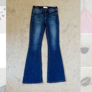 Mid rise vervet denim flares
